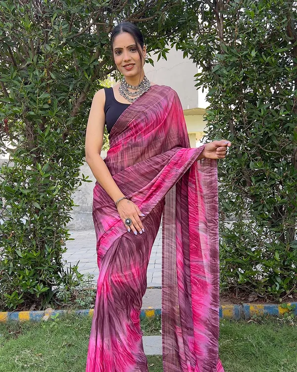 Pink_color_1-Minute_Ready_To_Wear_Naylon_Saree_With_Blouse_Piece