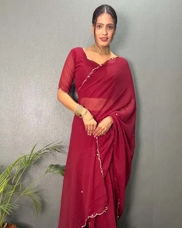 Maroon_Color_1_-_Minute_Ready_to_Wear_Fux_Georgette_Saree_with_Unstitch_Blouse_Piece