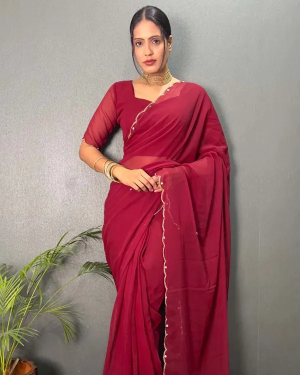 Maroon_Color_1_-_Minute_Ready_to_Wear_Fux_Georgette_Saree_with_Unstitch_Blouse_Piece