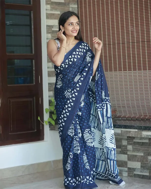 Blue_Color_1-Minute_Ready_to_Wear_Premium_Cotton_Saree_with_Blouse_Piece