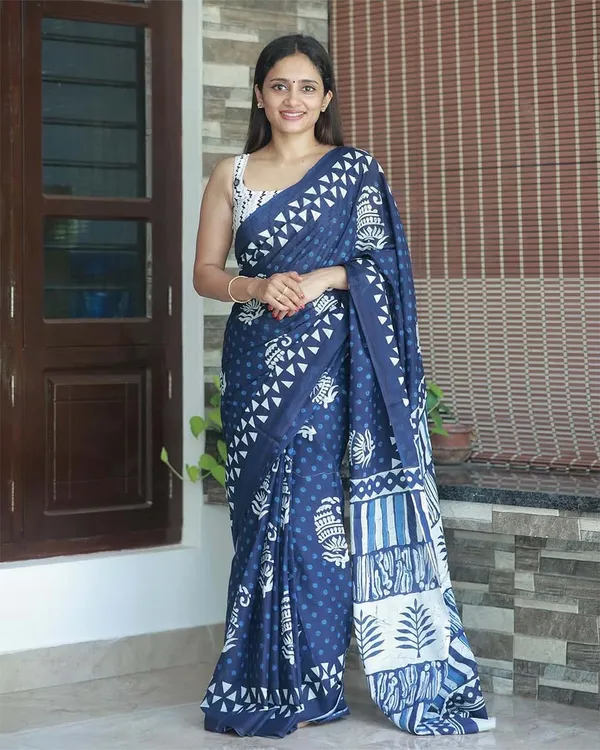 Blue_Color_1-Minute_Ready_to_Wear_Premium_Cotton_Saree_with_Blouse_Piece