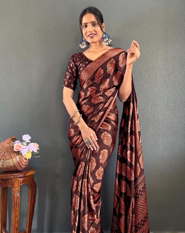 Brown_Color_1_-_Minute_Ready_to_Wear_Moss_Silk_Saree_with_Unstitch_Blouse_Piece