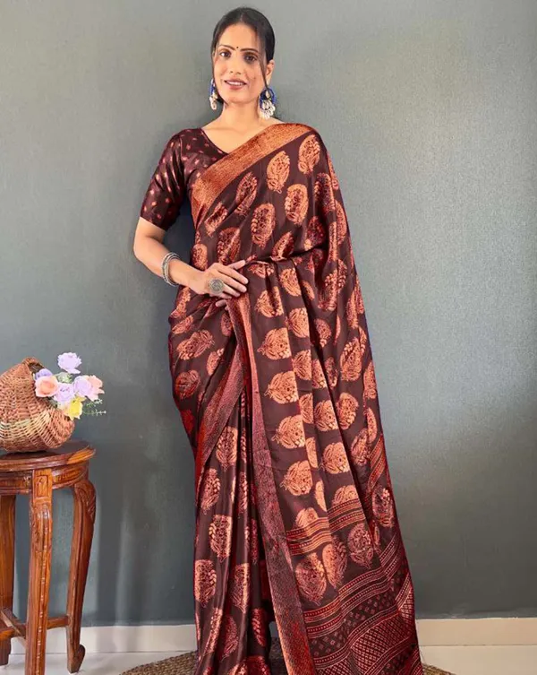 Brown_Color_1_-_Minute_Ready_to_Wear_Moss_Silk_Saree_with_Unstitch_Blouse_Piece