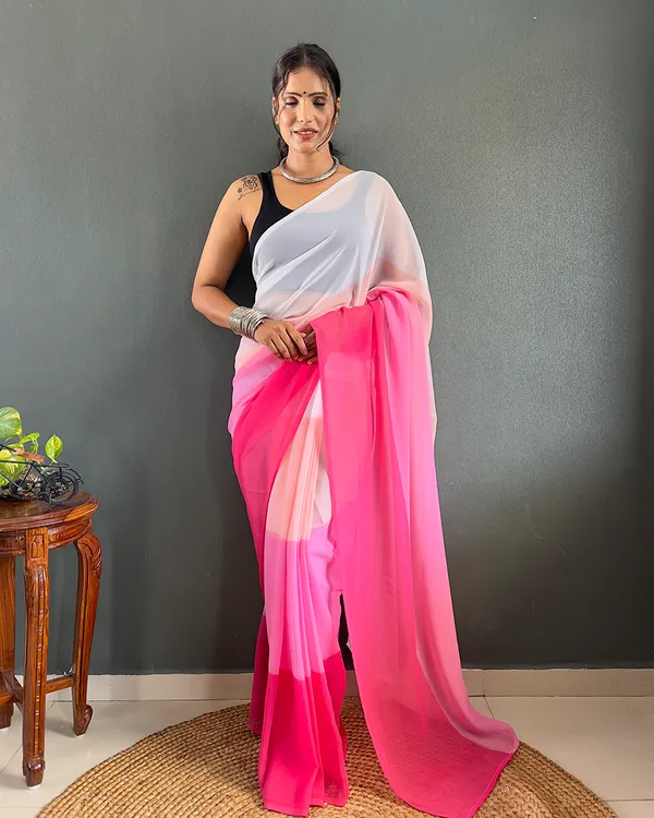 Pink_And_White_Color_1-Minute_Ready_To_Wear_Georgette_Saree_With_Blouse_Piece