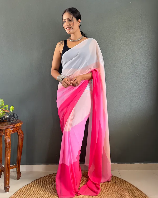 Pink_And_White_Color_1-Minute_Ready_To_Wear_Georgette_Saree_With_Blouse_Piece