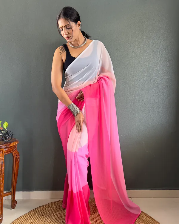 Pink_And_White_Color_1-Minute_Ready_To_Wear_Georgette_Saree_With_Blouse_Piece