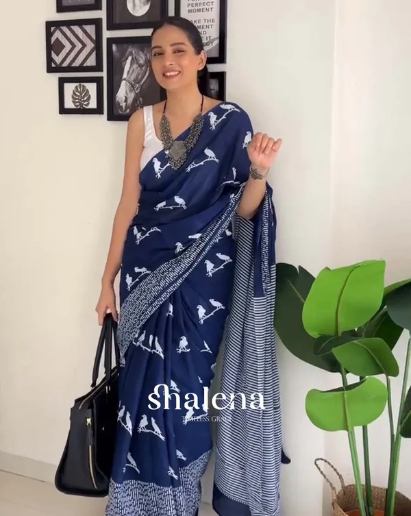 Navy_Mist_-_Navy_Blue_Linen_1-Minute_Ready_to_Wear_Saree_with_White_Blouse_Piece