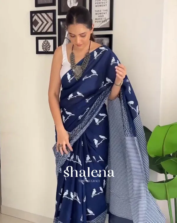 Navy_Mist_-_Navy_Blue_Linen_1-Minute_Ready_to_Wear_Saree_with_White_Blouse_Piece