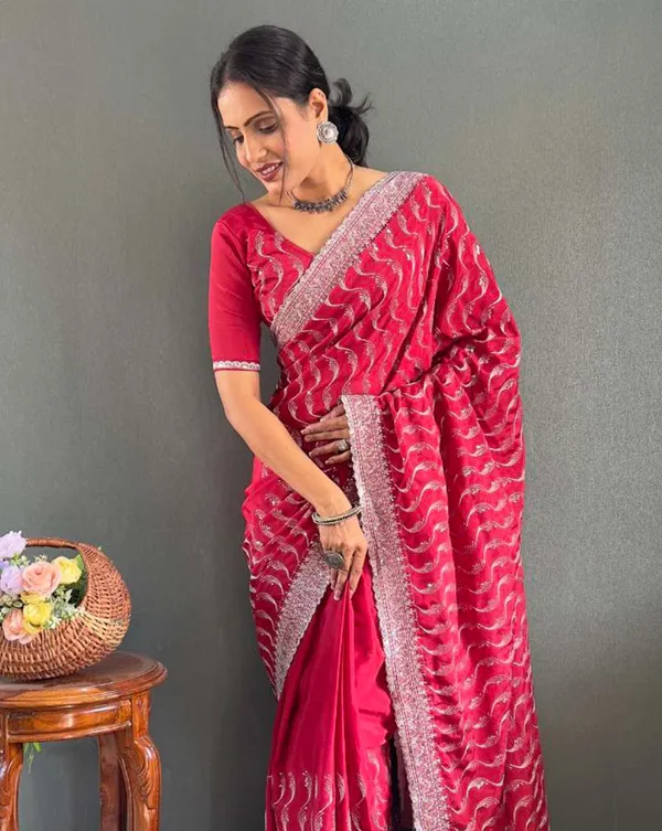 Pink_Color_1_-_Minute_Ready_to_Wear_Chinnon_Silk_Saree_with_Unstitch_Blouse_Piece