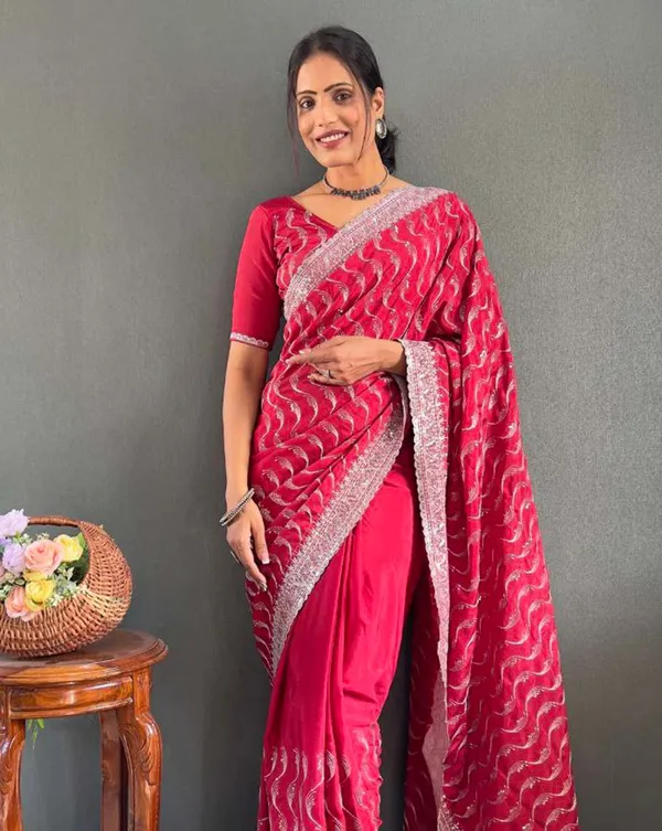 Pink_Color_1_-_Minute_Ready_to_Wear_Chinnon_Silk_Saree_with_Unstitch_Blouse_Piece
