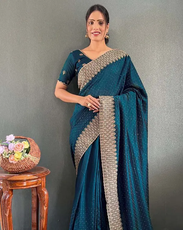 Blue_Color_1_-_Minute_Ready_to_Wear_Vichitra_silk_Saree_with_Unstitch_Blouse_Piece