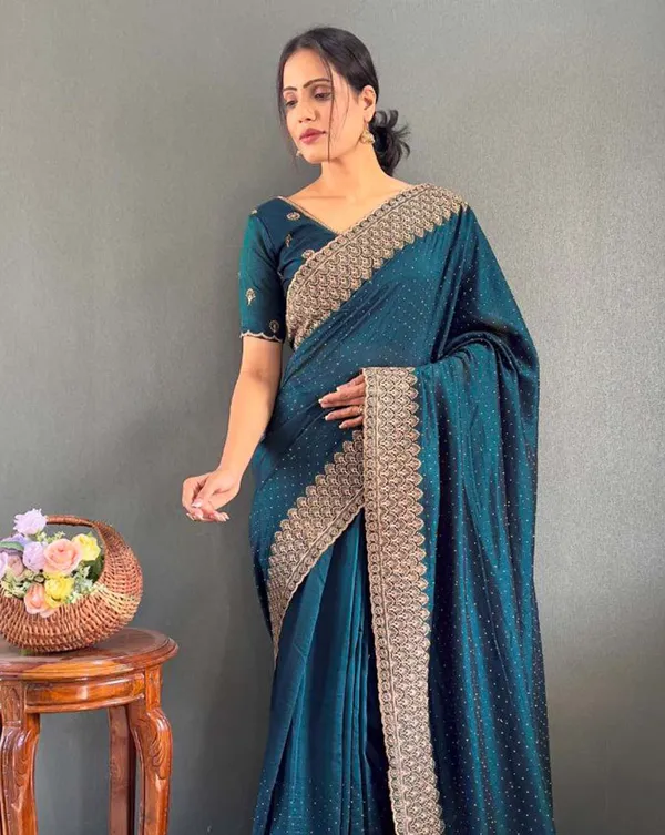 Blue_Color_1_-_Minute_Ready_to_Wear_Vichitra_silk_Saree_with_Unstitch_Blouse_Piece