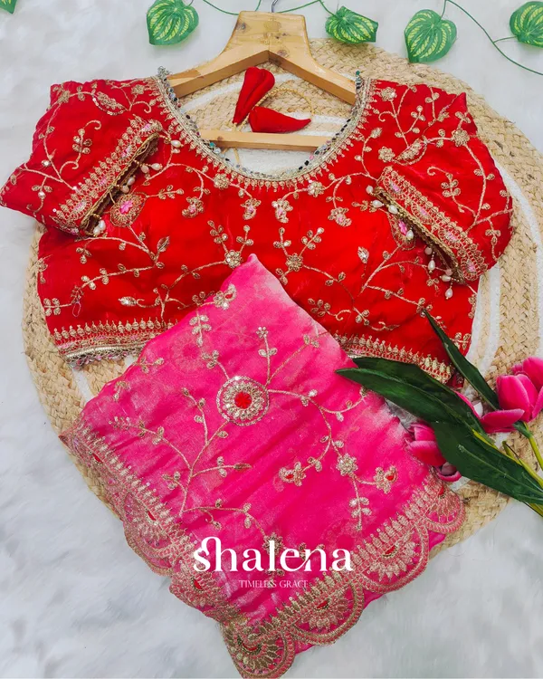 Artistic_Pink_Fendy_Silk_Sequence_Embroidery_Work_Saree_With_Stitched_Blouse