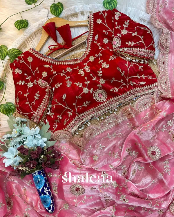 Artistic_Pink_Fendy_Silk_Sequence_Embroidery_Work_Saree_With_Stitched_Blouse