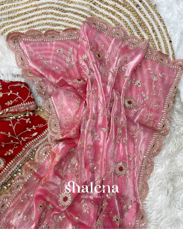 Artistic_Pink_Fendy_Silk_Sequence_Embroidery_Work_Saree_With_Stitched_Blouse