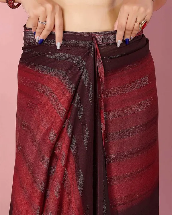 Marron_Color_1-Minute_Ready_To_Wear_Georgette__Saree_With_Blouse_Piece