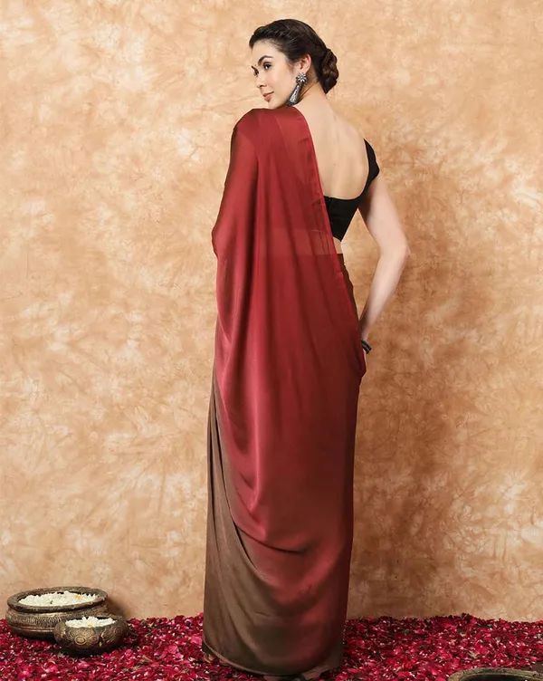 Brown_And_Orange_Color_1-Minute_Ready_To_Wear_Naylon_Saree_With_Blouse_Piece