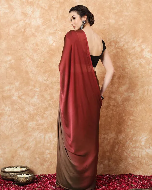Brown_And_Orange_Color_1-Minute_Ready_To_Wear_Naylon_Saree_With_Blouse_Piece