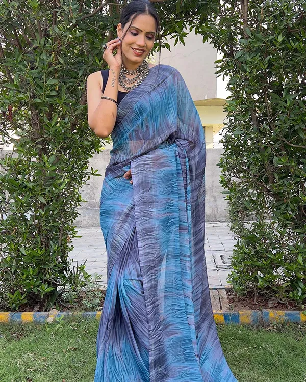 Blue_color_1-Minute_Ready_To_Wear_Naylon_Saree_With_Blouse_Piece