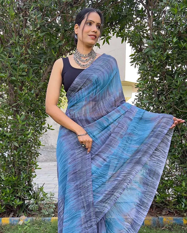 Blue_color_1-Minute_Ready_To_Wear_Naylon_Saree_With_Blouse_Piece
