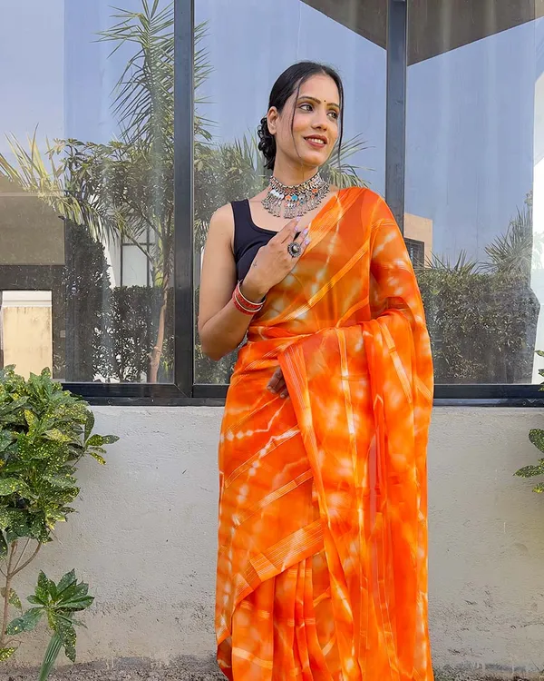 Orange_color_1-Minute_Ready_To_Wear_Naylon_Saree_With_Blouse_Piece