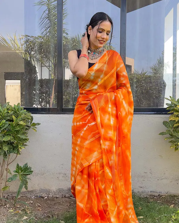 Orange_color_1-Minute_Ready_To_Wear_Naylon_Saree_With_Blouse_Piece