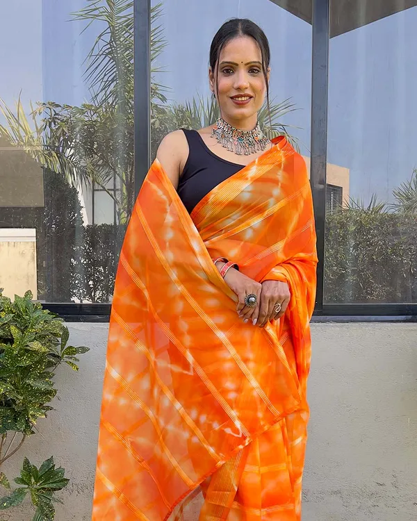 Orange_color_1-Minute_Ready_To_Wear_Naylon_Saree_With_Blouse_Piece