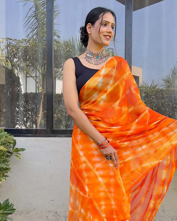 Orange_color_1-Minute_Ready_To_Wear_Naylon_Saree_With_Blouse_Piece