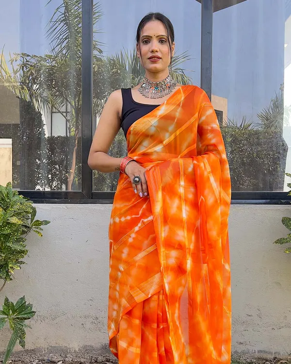 Orange_color_1-Minute_Ready_To_Wear_Naylon_Saree_With_Blouse_Piece