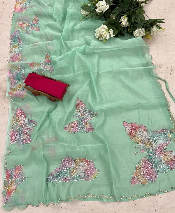 Parrot_Green_Color_Organza_1_-_Minute_Ready_to_Wear_Saree_with_Blouse_Piece