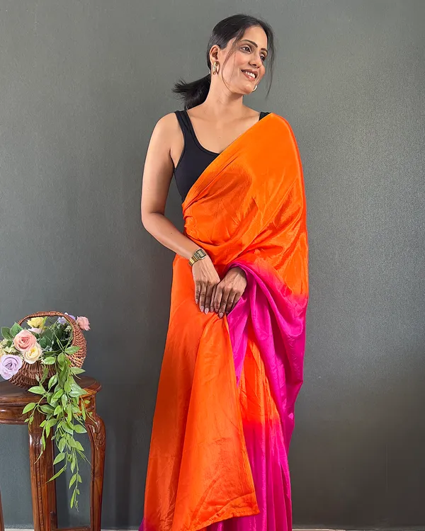 Orange_And_Pink_Color_1-Minute_Ready_To_Wear_Georgette_Saree_With_Blouse_Piece