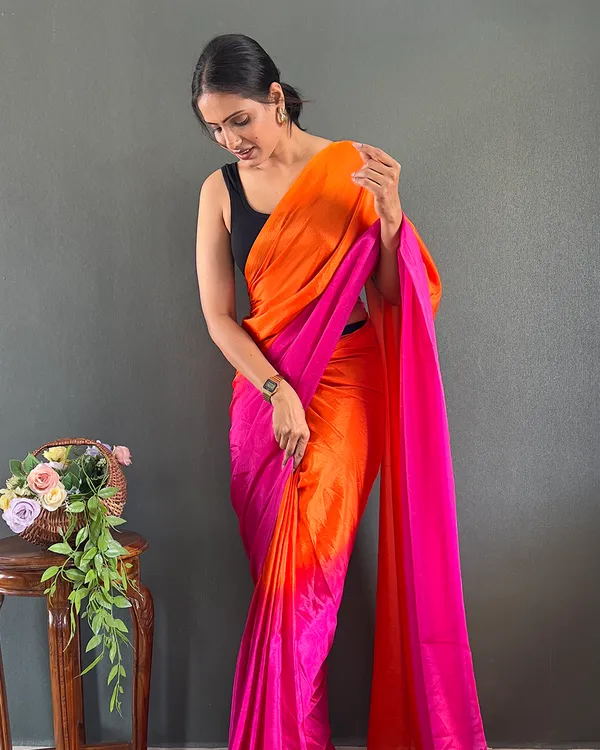 Orange_And_Pink_Color_1-Minute_Ready_To_Wear_Georgette_Saree_With_Blouse_Piece