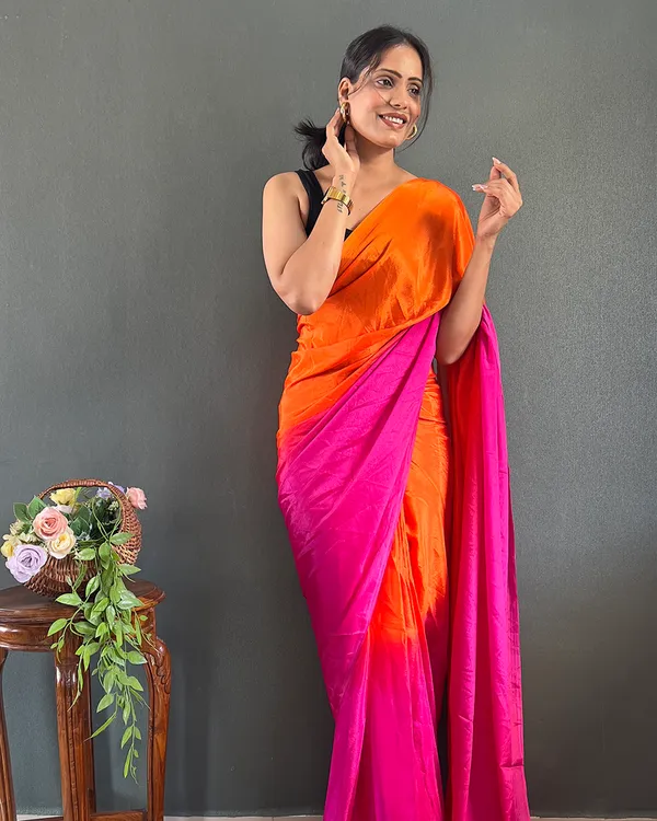 Orange_And_Pink_Color_1-Minute_Ready_To_Wear_Georgette_Saree_With_Blouse_Piece