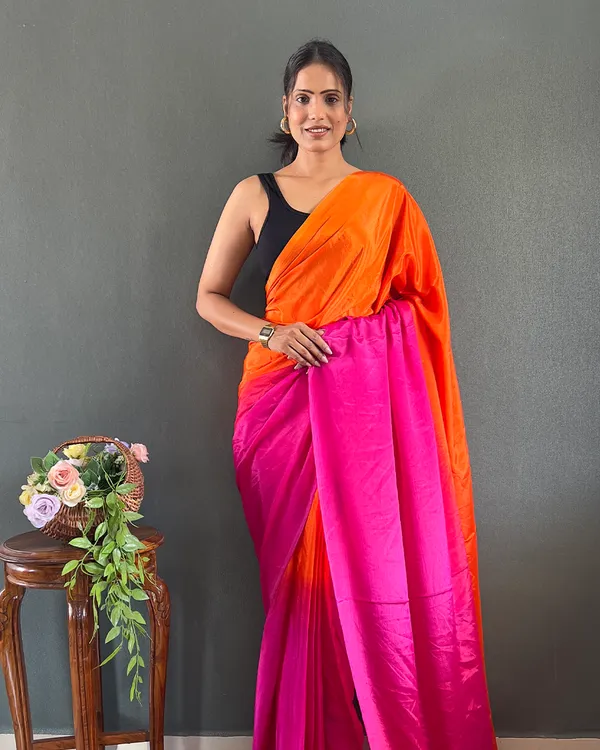 Orange_And_Pink_Color_1-Minute_Ready_To_Wear_Georgette_Saree_With_Blouse_Piece