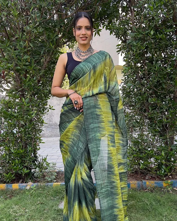 Green_color_1-Minute_Ready_To_Wear_Naylon_Saree_With_Blouse_Piece