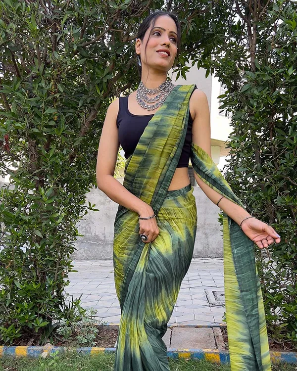 Green_color_1-Minute_Ready_To_Wear_Naylon_Saree_With_Blouse_Piece