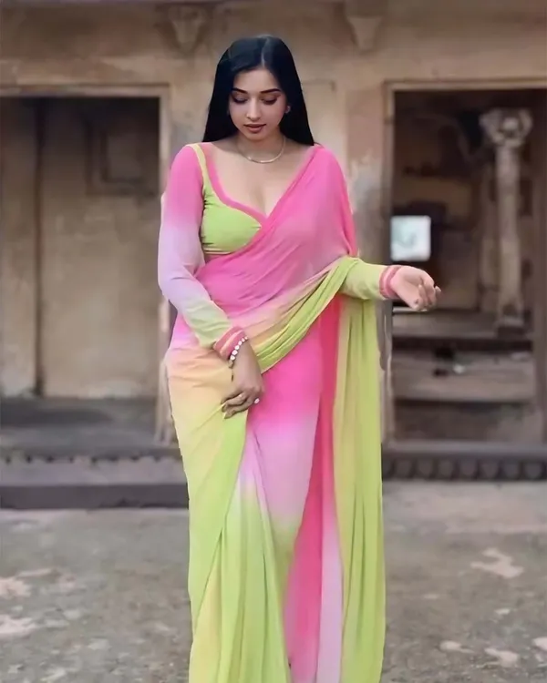 Multi_Color_1-Minute_Ready_To_Wear_Georgette_Saree_With_Blouse_Piece