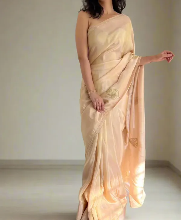 Cream_Color_Soft_Malai_Sattin_Silk_1_-_Minute_Ready_to_Wear_Saree_with_Fully_Stitch_Blouse_(Free_Size)_Up_to_44