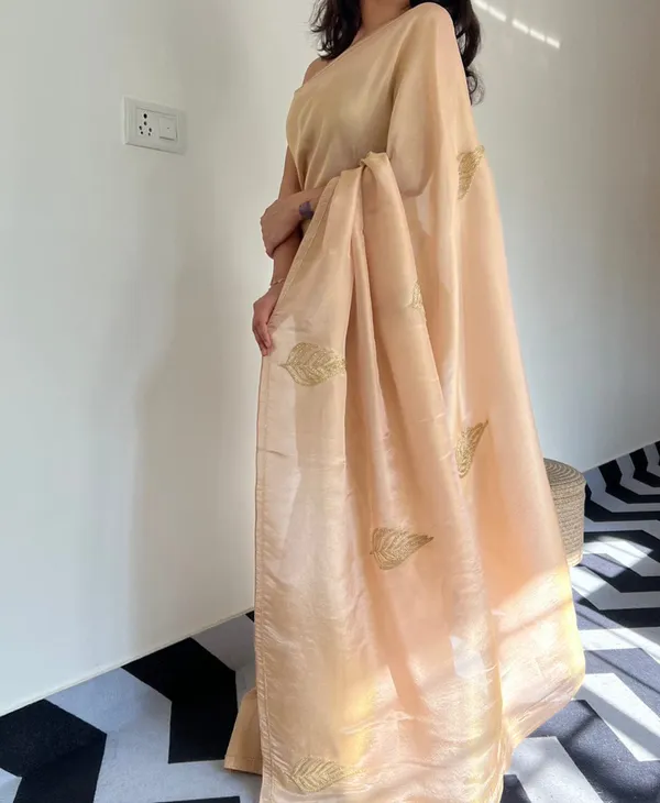 Cream_Color_Soft_Malai_Sattin_Silk_1_-_Minute_Ready_to_Wear_Saree_with_Fully_Stitch_Blouse_(Free_Size)_Up_to_44