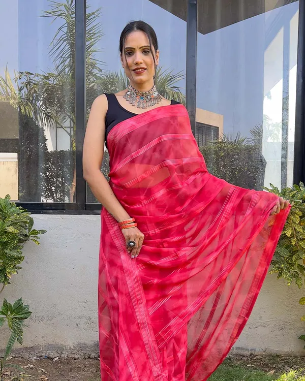 Red_color_1-Minute_Ready_To_Wear_Naylon_Saree_With_Blouse_Piece