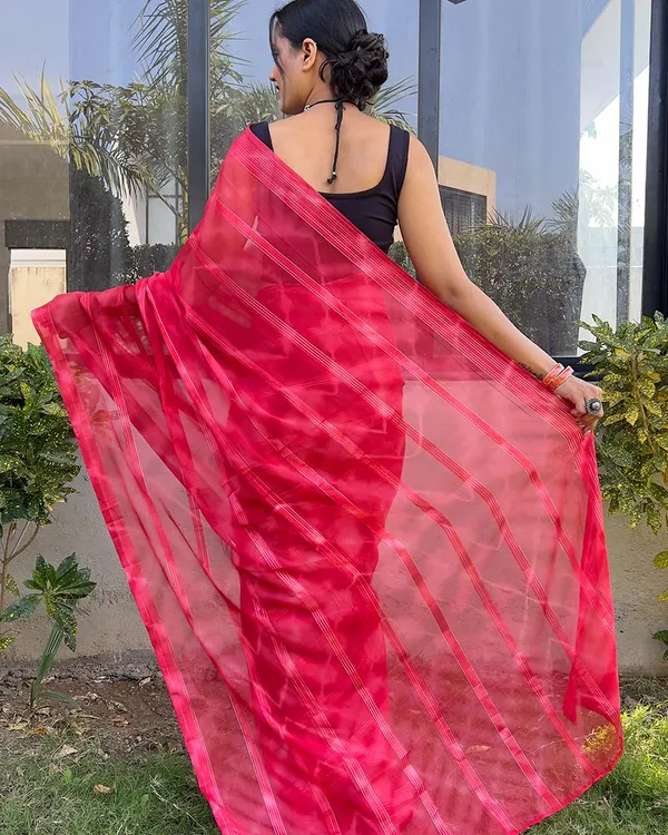 Red_color_1-Minute_Ready_To_Wear_Naylon_Saree_With_Blouse_Piece