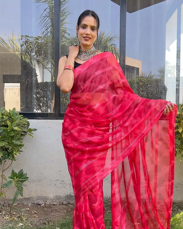 Red_color_1-Minute_Ready_To_Wear_Naylon_Saree_With_Blouse_Piece
