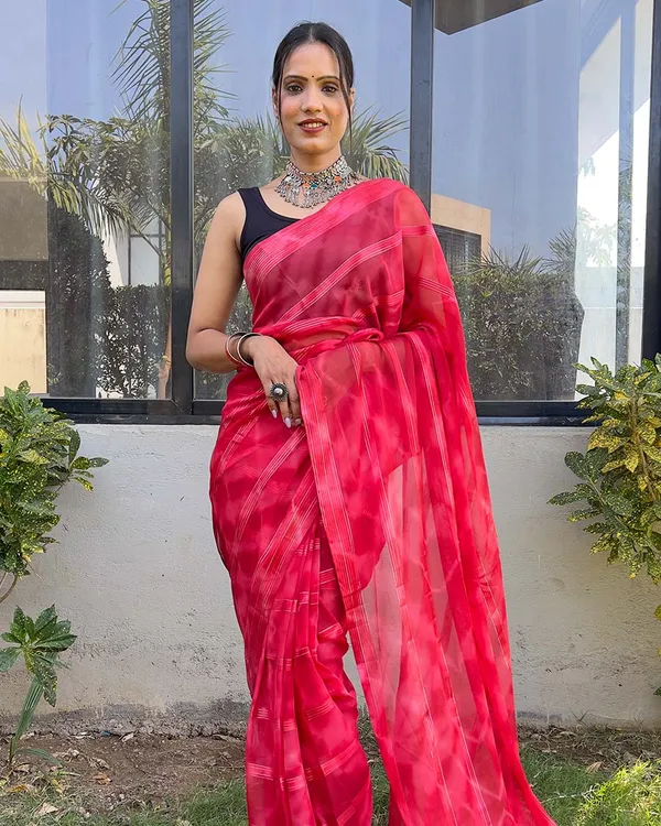 Red_color_1-Minute_Ready_To_Wear_Naylon_Saree_With_Blouse_Piece