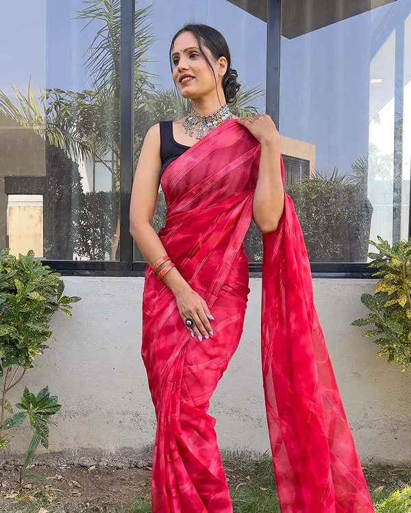 Red_color_1-Minute_Ready_To_Wear_Naylon_Saree_With_Blouse_Piece