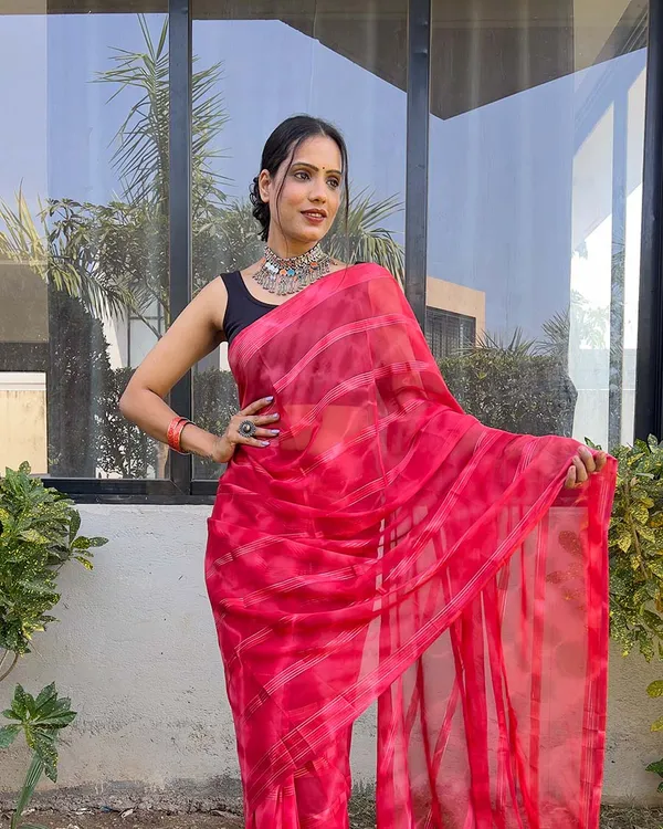 Red_color_1-Minute_Ready_To_Wear_Naylon_Saree_With_Blouse_Piece