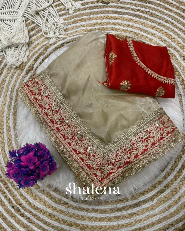 Seraglio_Beige_Embroidery_Work_Tweel_Net_Silk_Saree_With_Divine_Blouse_Piece