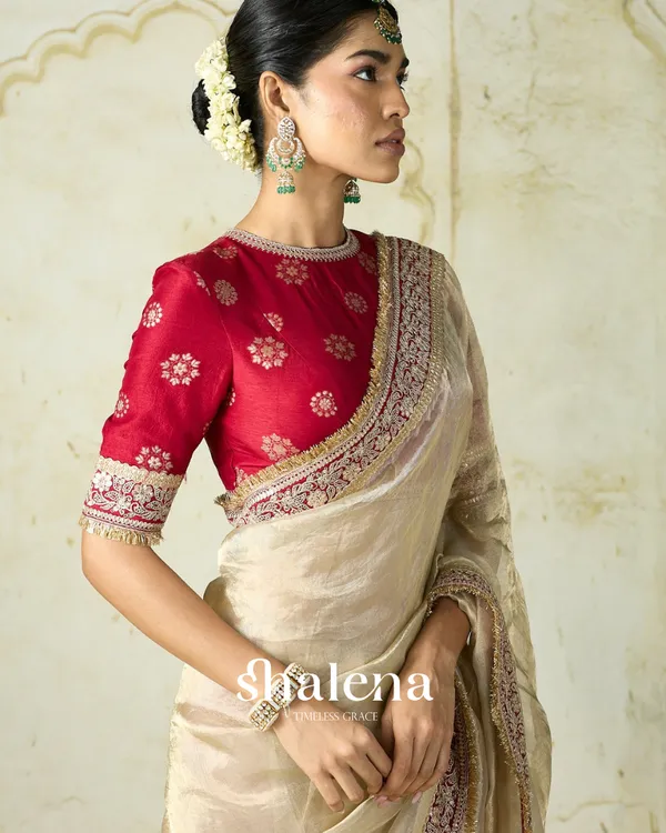 Seraglio_Beige_Embroidery_Work_Tweel_Net_Silk_Saree_With_Divine_Blouse_Piece