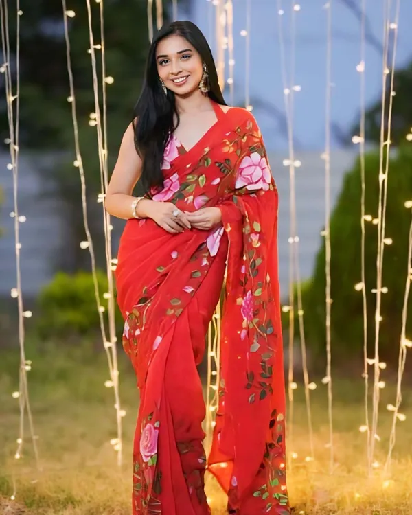 Red_Color_1-Minute_Ready_To_Wear_Georgette_Saree_With_Blouse_Piece