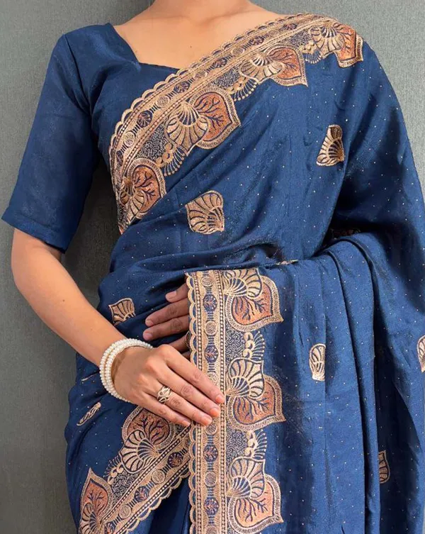 Bottle_blue_Color_1_-_Minute_Ready_to_Wear_Vichitra_silk_Saree_with_Unstitch_Blouse_Piece