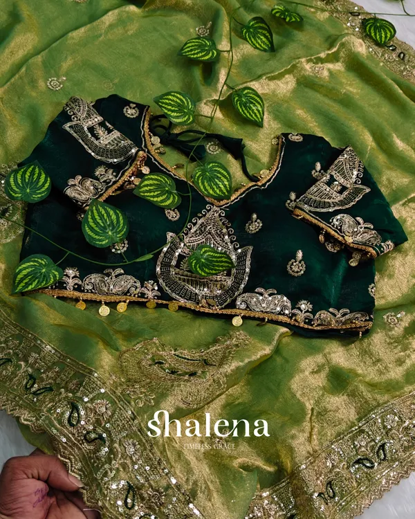 Beautiful_Green_Embroidery_Work_Chiffon_Silk_Saree_With_Fairytale_Full_Stitched_Blouse